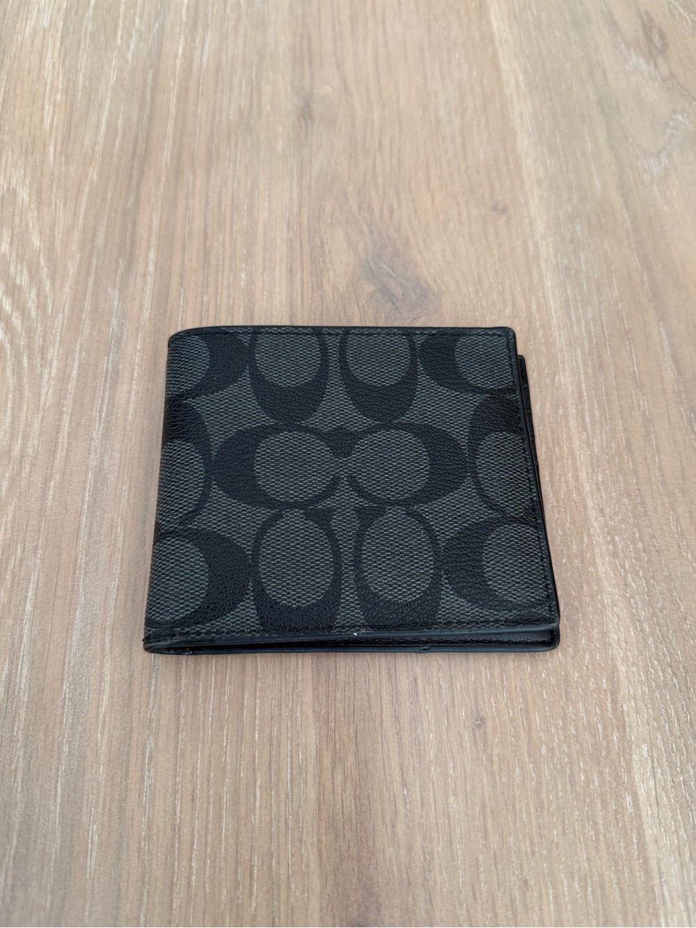 Coach Black Signature Canvas Fold Wallet